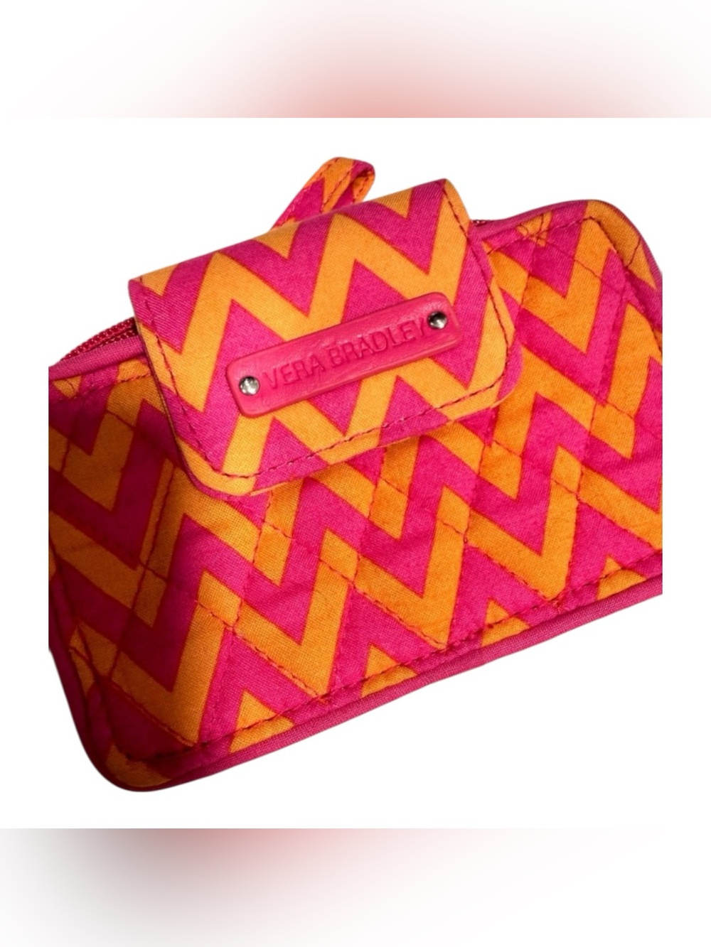 Vera Bradley NWT Hot Pink & Orange ZigZag Chevron Quilted Wristlet